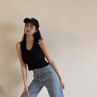 ราคา Cici NO 9373 เสื้อดรอป เอวลอย เสื้อกล้ามคอลึก คอปก (8948522235)