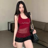 ราคา เสื้อสายเดี่ยวตาข่ายแต่งเพชร สไตล์เซเลบ (24394134054)