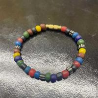 ราคา สร้อยข้อมือลูกปัดหินโบราณ ลูกปัดหินทราวดี ลูกปัดหินสีสวย ตะข้อหมุนทองเหลือง (22807412781)