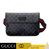 ราคา ของแท้ กระเป๋า GUCCI GG SUPREME BLACK BELT BAG BLACK GREY (22856797293)
