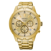 ราคา นาฬิกาข้อมือผู้ชายSEIKO ของแท้100 จัดส่งฟรี มีใบประกัน รับประกัน1ปี นาฬิกาข้อมือผช ผญ ทนทาน กันน้ำได้ SEIKO QUARTZ CHRONOGRAPH สายสแตนเลส สีทอง ยี่ห้อที่ดีที่สุด นาฬิกาแบรนด์ดัง รุ่นใหม่ล่าสุด นาฬิกาผ