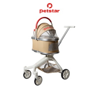 ราคา Petstar รถเข็นสัตว์เลี้ยง Pet stroller รถเข็นแมว ล้อหมุน 360องศา พับเก็บง่าย รับน้ำหนักได้ถึง 15กก ปรับระดับได้ (26032174135)
