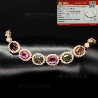 ราคา สร้อยข้อมือทัวร์มาลีน Tourmaline หลากสี ล้อมเพชร CZ เกรด A ตัวเรือนเงินแท้ 92 5 ชุบพิ้งโกล์ ความยาว 19 นิ้ว พลอยแท้จากประเทศไนจีเรีย (17464718432)