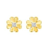 ราคา PRIMA ต่างหูประดับเพชร ตัวเรือน 9K สี Yellow Gold Lucky Flower Collection 991E1796 01 (26492008614)