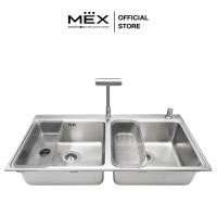 ราคา MEX รุ่น BIX100BM MF อ่างล้างจาน 2 หลุม ขนาด 100 x 51 5 สเตนเลส สตีล AISI 304 (25764281383)