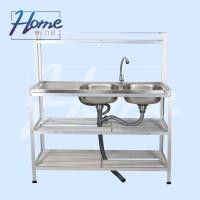 ราคา HOMENINE ซิ้งค์ล้างจาน อ่างล้างจาน สแตนเลส 2หลุม 3ชั้น มีบน มีก๊อก (5992920512)