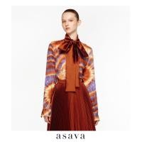 ราคา asava ss24 Tie dye Printed Bow Blouse เสื้อผู้หญิง แต่งผูกคอ คอวี แขนยาวแต่งกระดุม ผ้าลายมัดย้อม (21579379888)