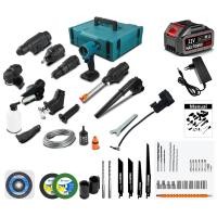 ราคา Multi Tool Set ชุดเครื่องมือ 9in1 เครื่องมือไฟฟ้าสว่าน Reciprocating Saw Oscillating เครื่องมือ Jig Saw Sander Combo Kit 48V เครื่องเป่าช่อง เปลี่ยนหัวสำหรับ Makita เครื่องขัดกระดาษทรายแบบลูกสูบชุดไขค