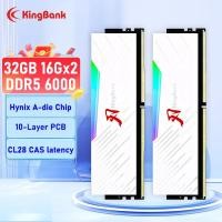 ราคา หน่วยความจำ RAM DDR5 6000mhz 16GB สำหรับคอมพิวเตอร์เดสก์ท็อป KingBank หน่วยความจำ DDR5 RAM สองช่องทาง คอมพิวเตอร์เดสก์ท็อป Hynix A die CL28 (24128001828)