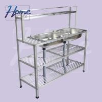 ราคา HOMENINE ซิงค์ ซิ้งค์ล้างจาน อ่างล้างมือ อ่างล้างจานอลูมิเนียม 2หลุม 3ชั้น มีข้าง มีบน (545604125)