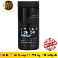 ราคา Sports Research Omega 3 Fish Oil Triple Strength 1250 mg 120 Softgels EXP 03 2027 180 Softgels EXP 04 2027 (22733229319)