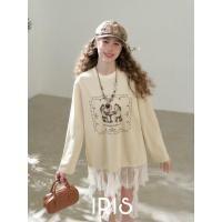 ราคา Original Design IRIS BOUTIQUE 26ss Trims seriesID73804 creamGraphic Lace Layered Long Sleeve Topเสื้อแขนยาวพิมพ์ลาย (126584304840)