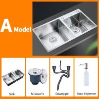 ราคา อ่างล้างจานนาโน สแตนเลส 304 อ่างล้างผัก สีเงิน ซิงค์ล้างจาน 2หลุม อ่างล้างจาน ซิ้งล้างจาน2หัว (17235504138)