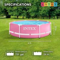 ราคา INTEX รุ่นใหม่สระว่ายน้ำสำเร็จรูป สระน้ำครอบครัว ขนาด 2 44M X 76CM 8 ฟุต PINK METAL FRAME POOL (25127333612)