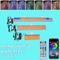ราคา ไฟน้ำตกอะคริลิก RGB led ม่านน้ำตก รางทำม่านน้ำตกสไตล์โมเดิร์น ใช้ได้กับ น้ำตกสระว่ายน้ำ น้ำตกบ่อปลา น้ำตกภูมิทัศน์ ผนังบ่อปลา ตกแต่งกลางแจ้งกันน้ำ กลางแจ้งสระว่ายน้ำสปาลานบ้านพร้อมน้ำตกซ้อนกันไฟ LED ก