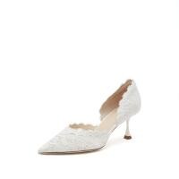 ราคา Staccato Bridal Wedding Shoes Closed Toe Dress Pumps Stiletto Heel with Stitching Lace ED334 (23634488532)