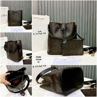 ราคา กระเป๋าสะพายผู้หญิง ทรงถังถือเรียบหรูโค๊ชหนังแท้ กระเป๋าโค้ช สุดฮิต งานหนังสวยหนังดีเกรดพรีเมียม ถุงผ้า (26471500143)