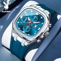 ราคา PLAYBOY นาฬิกาข้อมือชายรุ่นใหม่ สายกันน้ำแฟชั่น นาฬิกาควอตซ์ พร้อมปฏิทินและหน้าปัดเรืองแสง นาฬิกาทรงสี่เหลี่ยมลำลอง (25612443519)