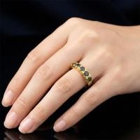 ราคา แหวนพลอยเขียวส่องจันทบุรี Green Sapphire ตัวเรือนเงินแท้92 5 ชุบทอง พลอยสวยสะอาดไซส์นิ้ว 58 เบอร์ 8 5 มิล (26178131415)