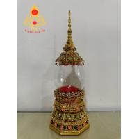 ราคา เจดีย์ผอบแก้ว เจดีย์บรรจุพระธาตุ ที่เก็บพระบรมสารีริกธาตุ ผอบแก้ว งานชุบทอง 01 (10550244877)