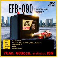 ราคา แบตเตอรี่รถยนต์ 3K รุ่น Q90 EFB 70Ah พร้อมใช้ ไม่ต้องเติมน้ำ สำหรับรถเก๋ง SUV 2200cc มีระบบStart Stop (14923716331)