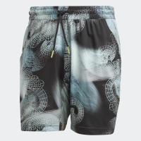 ราคา Adidas กางเกงเทนนิสผู้ชาย Tennis Printed AEROREADY Ergo Pro Shorts Black Semi Flash Aqua Dash Grey HZ3261 (19338925729)
