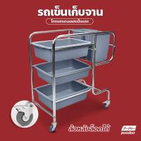 ราคา รถเข็นเก็บจาน รถเคลียร์จาน รถเข็นศูนย์อาหารพร้อมกระบะ 3 ใบและถังขยะ 2 ใบ รถเข็นอเนกประสงค์ รถเข็นสเตนเลส 3ชั้น (16724924380)