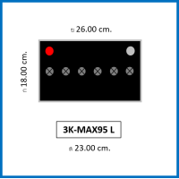 ราคา แบตเตอรี่รถยนต์ 3K รุ่น MAX95L R ชนิดMF 75Ah พร้อมใช้ ไม่ต้องเติมน้ำ สำหรับรถเก๋ง ปิคอัพ SUV 1800 2400cc (1720472831)