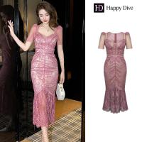 ราคา Happy Diva เดรสผู้หญิง เดรสสีดำ สีชมพู เดรสลูกไม้ เดรสหางปลา เดรสไฮโซ เดรสออกงาน เดรสไปงานแต่ง เดรสเซ็กซี่ เดรสฝรั่งเศส 20525 (21730004592)