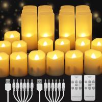 ราคา เทียนวอเตอร์แบบไร้เปลวไฟแบบชาร์จไฟได้พร้อมรีโมทจับเวลาไฟ LED ชาสั่นไหวพร้อมสายชาร์จ USB เทียนคริสต์มาสไฟฟ้า (25114324265)