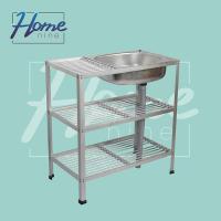 ราคา HOMENINE ซิ้งค์ล้างจาน อ่างล้างมือ อ่างล้างจานอลูมิเนียม 3 ชั้น กลาง (126886033)