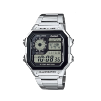 ราคา casio นาฬิกาข้อมือผู้ชาย สายสเตนเลส กันน้ำได้ 100m AE1200 รุ่น AE 1200WHD 1A คาสิโอ AE1200WHD AE 1200 watchestbkk คาสิโอ แท้ ของแท้100 ประกันศูนย์1ปี (1809070656)