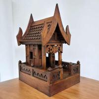 ราคา มี 2 สี ส่งฟรี ศาลเจ้าที่ ศาลตายายไม้สัก สูง 45 x กว้าง 25 x ยาว 35 cm ศาลไม้ ศาลพระภูมิ สีสักทอง (23783197853)