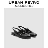 ราคา URBAN REVIVO รองเท้าส้นเข็มประดับรองเท้าส้นเตี้ยหนังแก้วหนัง Mary Jane (26452174490)