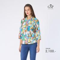 ราคา GSP Womans shirt Pop tower เสื้อเชิ้ตผู้หญิง แขนสามส่วน สีขาว ส้ม ฟ้า PBDDWH (24079587158)