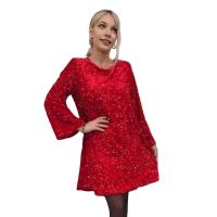 ราคา Lady Fall Spring Dress Shimmering Sequin Round Neck Big Bow Decor Loose A line Above Knee Length Mini Dress for Prom Banquet And Dating (24594349915)