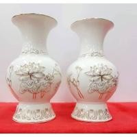 ราคา แจกัน แจกันดอกไม้ แจกันเซรามิค แจกันดอกไม้เซรามิกแจกัน สีขาวเขียนน้ำทองเกรด A พร้อมส่ง (16445261177)