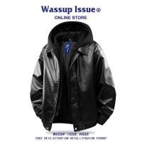ราคา WASSUP ISSUE แจ็คเก็ตหนังสไตล์อเมริกันแบบมีหมวกกันลม (26337088913)