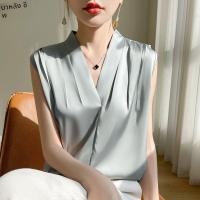 ราคา BALANYANG เสื้อสายเดี่ยวคอวีผ้าซาตินสีขาวหรูหรา (25022512930)