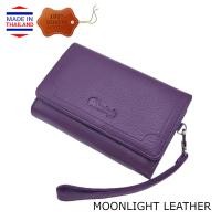ราคา กระเป๋าสตางค์หนังแท้ MOONLIGHT สีม่วง ขนาดกลางๆ ที่ถามหากันมาก หนังนุ่ม ทนทาน ใส่จุ ไม่ลอก มีสายคล้องมือ มีกล่อง (21712194584)