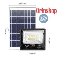 ราคา ไฟโซล่าเซลล์ 100W L แสงสีขาว Day light JD 8800L รุ่นใหม่เพิ่มแถบสถานะการชาร์จ เปลี่ยนแบตง่าย โคมไฟสปอร์ตไลท์ SMD LED 255 ดวง ยี่ห้อJD แท้100 (392451950)