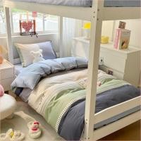 ราคา Students Full Cotton Bed Three piece Set Dormitory Pure Cotton Quilt Cover Bed Sheet Dormitory Bed Top And Bottom Bunk Single Bed Special ZZ (24783406426)