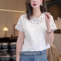 ราคา QIANCHENGBEINA เสื้อยืดแขนสั้นลายลูกไม้สีขาว แฟชั่นเพรียว (25095723561)