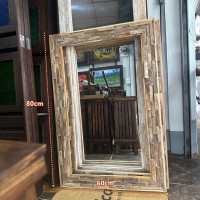 ราคา กระจกไม้สักเก่า กรอบลายปะติด Patchwork ขนาด 60x80 ซม งานไม้ดิบ ไม่ทำสี กระจกแขวนผนัง ตกแต่งบ้าน สไตล์วินเทจ (25722455307)