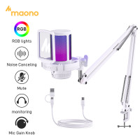 ราคา MAONO DGM20 ไมโครโฟนคอนเดนเซอร์ USB RGB ปุ่มเดียวเงียบ ลดเสียงรบกวนอัตโนมัติ การฟังแบบเรียลไทม์สำหรับการบันทึก สตรีมมิ่ง เกม (19620879943)