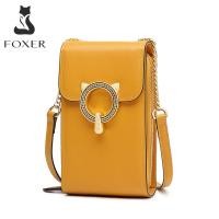 ราคา FOXER Women Cow Leather Cellphone Bags Girl Mini Crossbody Bag Small Flap Fashion Young Female Crossbody Bag Lady Mobile Phone Bag (26345269689)