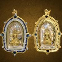 ราคา พระแก้วมรกต เนื้อเปียกทอง ใส่กรอบชุบทองประดับพลอย สมเด็จเปียกทอง (23831870992)