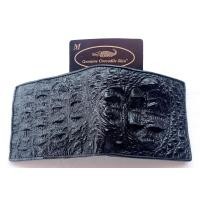 ราคา Huncroc กระเป๋าสตางค์หนังจระเข้แท้ ส่วนโหนกใหญ่ สีดำ (23977595584)