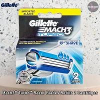 ราคา Gillette Mach3 Turbo Razor Blades Refills 2 Cartridges ใบมีดโกนยิลเลตต์ (25757449910)