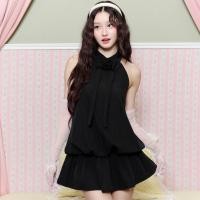 ราคา FLAT2112 DAINTY FLEUR MINI DRESS เดรสสั้นผู้หญิงสีดำเรียบหรู เดรสออกงานสีดำ เดรสคอผูกโบว์ เดรสสีดำใส่ไปดินเนอร์ FF1320 (126493167871)